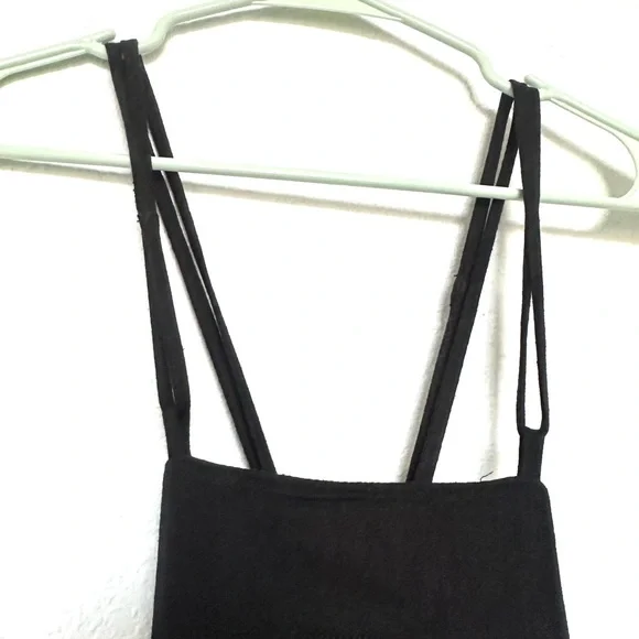 Anthropologie Midi Black Strappy Modern Pinafore Cotton Blend Apron Dress Size 8 - Picture 5 of 15
